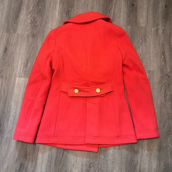 J CREW STADIUM CLOTH NELLO GORI WOMEN SIZE 2 RED PEACOAT - Picture 12 of 16